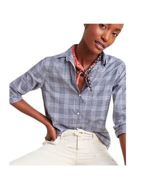 Grayson Blue Gray Plaid The Hero Cotton Button Down Top